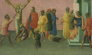 聖人の殉教、1400-50（パネル上のテンペラと金箔） 作： Master of St. Julitta and St. Quiricus Master of St. Julitta and St. Quiricus