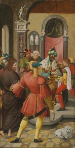 祭壇画の翼：ピラトの前のキリスト 作： Master of the Antwerp Adoration
