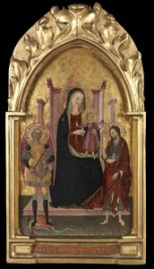 聖ミカエルと洗礼者聖ヨハネに即位した聖母子、1440〜70年頃 作： Master of the Arcetri Altarpiece