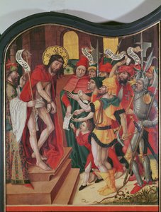受難の祭壇画の内部右側パネル上部のEcce Homo 作： Master of the Baden Carnation