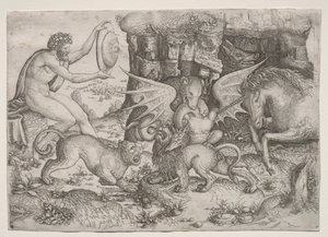 寓意的なテーマ: 動物の戦闘、c。 1515-1520。 作： Master of the Beheading of St.