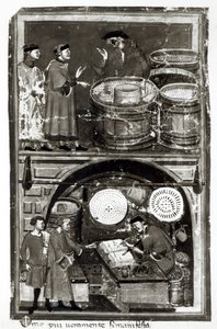 オリーブ商人の市場と店の様子 作： Master of the Biadaiolo Codex