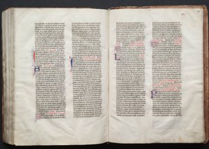 ゴータ・ミサールFol.155v、テキスト、1375年頃。 作： Master of the Boqueteaux