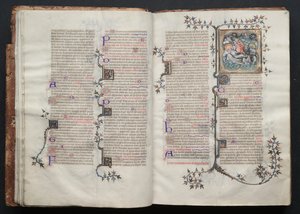 ゴータ・ミサールFol.15v、テキスト、1375年頃。 作： Master of the Boqueteaux