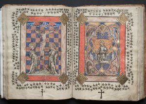 ゴータ・ミサ典書: Fol. 63v、はりつけ、c。 1375年。