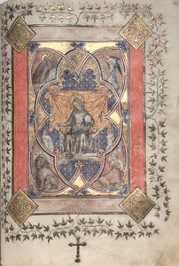 ゴータ・ミサールFol.64r、「威厳あるキリスト」、1375年頃。 作： Master of the Boqueteaux