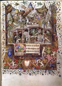 追加。 29433、f.89 地獄のシーン、「Book of Hours」のイラスト、1407 年頃（ベラムにインクとカラー）
