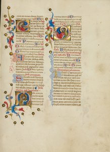 頭文字E：聖ルーシー 頭文字M：聖トマス 頭文字D：聖トマス聖トマス説教 作： Master of the Brussels Initials