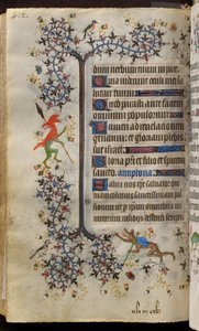 ナバラ王シャルル・ザ・ノーブル（1361-1425）の時：200v巻、本文 作： Master of the Brussels Initials and Associates