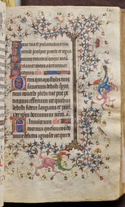 ナヴァール王シャルル（1361-1425）の時：フォール73r、テキスト 作： Master of the Brussels Initials and Associates