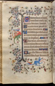 ナバラ王シャルル・ザ・ノーブル（1361-1425）の時：フォル76v、テキスト 作： Master of the Brussels Initials and Associates