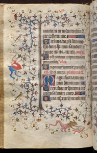 ナバラ王シャルル・ザ・ノーブル（1361-1425）の時：フォル93v、テキスト 作： Master of the Brussels Initials and Associates
