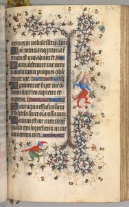 チャールズザノーブル、ナヴァール王1361-1425の時間：fol。 181r、テキスト、c。 1405年。 作： Master of the Brussels Initials and Associates