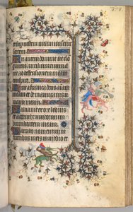 チャールズザノーブル、ナヴァール王1361-1425の時間：fol。 182r、テキスト、c。 1405年。 作： Master of the Brussels Initials and Associates