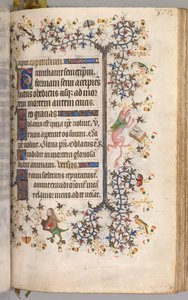 チャールズザノーブル、ナヴァール王1361-1425の時間：fol。 184r、テキスト、c。 1405年。 作： Master of the Brussels Initials and Associates