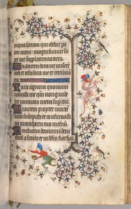 チャールズザノーブル、ナヴァール王1361-1425の時間：fol。 199r、テキスト、c。 1405年。 作： Master of the Brussels Initials and Associates