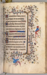 チャールズザノーブル、ナヴァール王1361-1425の時間：fol。 216r、テキスト、c。 1405年。 作： Master of the Brussels Initials and Associates