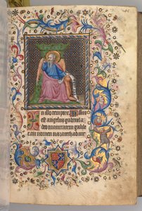 チャールズザノーブル、ナヴァール王1361-1425の時間：fol。 23r、聖ルカ、c。 1405年。 作： Master of the Brussels Initials and Associates