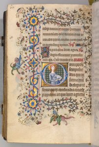 1361年から1425年までのナバラ王シャルル・ザ・ノーブルの時間、fol。 299v、聖アグネス、c。 1405年。 作： Master of the Brussels Initials and Associates