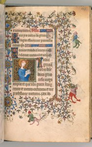 チャールズオブノーブル、キングオブナバール1361-1425、 301r、サンジュヌヴィエーヴ、c。 1405年。 作： Master of the Brussels Initials and Associates