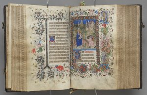 チャールズザノーブル、ナヴァール王1361-1425の時間：fol。 87v、テキスト、c。 1405年。 作： Master of the Brussels Initials and Associates