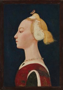 女性の肖像、c.1450（キャンバスにテンペラと金、木材に転写）