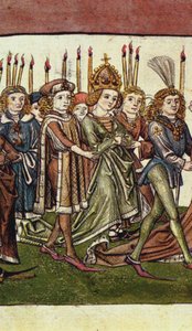ルクセンブルクのエリザベス女王。 Richental の Illustrated Chronicle からの詳細、c。 1440 作： Master of the Chronicle of the