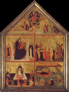 最後の審判、司教聖人と聖ピーター殉教者の聖母子...、ca。 1325。 作： Master of the Dominican Effigies