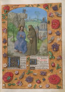 Temptation of Christ. he Temporale; Lent 1. Christ with the devil, dressed as a monk, holding a stone. Behind, the other temptations; Christ and the devil on a rock, and on the dome of the Temple.Text with decorated initial 