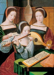 オランダ語：Musicerend gezelschap 女性音楽家／音楽を演奏する3人の女性 作： 女性のハーフレングスのマスター