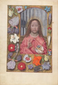スペイン女王イザベラの時間：  フォル14v, サルバトール・ムンディ 作： Master of the First Prayerbook of Maximillian
