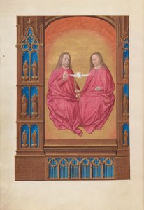 女王イザベラカトリック、スペイン女王の時間：フォル。 17v、三位一体、c。 1500。 作： Master of the First Prayerbook of Maximillian