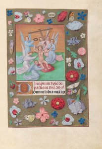 女王イザベラカトリック、スペイン女王の時間：フォル。 50r、幼児キリスト...、c。 1500。 作： Master of the First Prayerbook of Maximillian