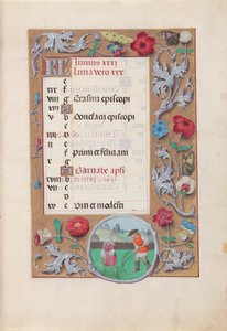 スペイン女王イザベラの時間：  フォル7r, June 作： Master of the First Prayerbook of Maximillian