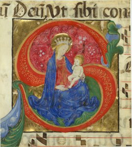 聖母子像が描かれたマニュスクリプト・イルミネーション、15世紀中頃。 作： Master of the Franciscan Breviary