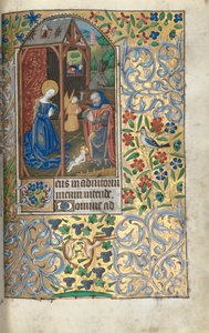 時祷書（ルーアン使用）：fol.56r 羊飼いたちとの礼拝／降誕祭 作： Master of the Geneva Latini