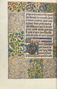 ルーアンの時間使用法：fol。 151v、精巧な葉のボーダー、c。 1470。 作： Master of the Geneva Latini