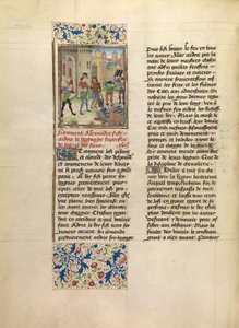 アレクサンダーは彼の軍の過剰な手荷物の破壊を命じます 作： Master of the Jardin de vertueuse consolation and assistant