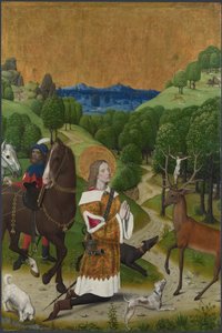 聖ユベールの改宗。ヴェルデン祭壇画、1485年頃のシャッター 作： Master of the Life of the Virgin