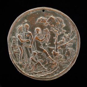 動物と戯れるオルフェウス、15 世紀の第 4 四半期。 作： Master of the Orpheus Legend