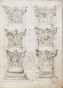 6つの柱頭、1つのレゼンテーション、2つの柱基部、c1512-1517 作： Master of the Oxford Album