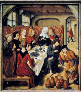 "カナの婚礼" 聖バルテルミー祭壇のマスターによる絵画（16世紀）（ec.flam.） Laeken.ロイヤル・ミュージアム・オブ・ファイン・アート 作： Master of the Saint Bartholomew Altarpiece
