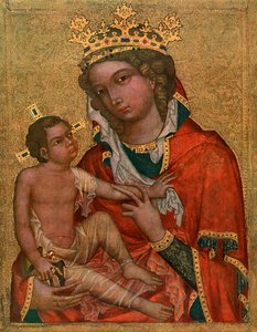 「ヴェヴェリのマドンナ」、c1350 1955。 作： Master of the Vyssi Brod Altar