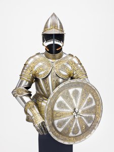 徒歩でのサービスのための半装甲とターゲット、c.1600 作： Master of the sign of the