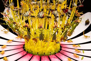 Equinox, 2021 (アクリル、電気回路、油圧、ラッカー、モーター、塗装、再生樹脂、スチール)