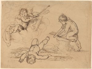 寓話: 4 つの Putti 作： Mather Brown