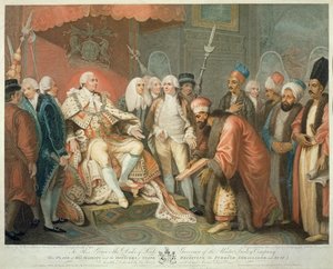 ダニエルオーム（1767-p.1832）によって刻まれたトルコの大使とスーツを受け取った彼の陛下と国の将校。エドワードオーム、1797年（点描彫刻） 作： Mather Brown