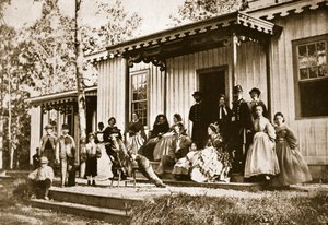 ハインツェルマン将軍、アレクサンドリアの回復期キャンプでの友人の娯楽、1861-65年 作： Mathew B. Brady