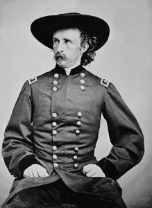 A.カスター将軍（1839-1876）の肖像（モノクロ写真 作： Mathew Brady