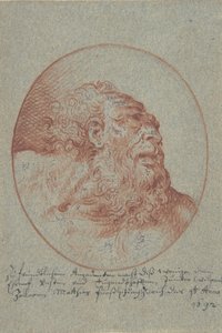 右を向くヒゲの男の頭 1692年 作： Mathias Fussli